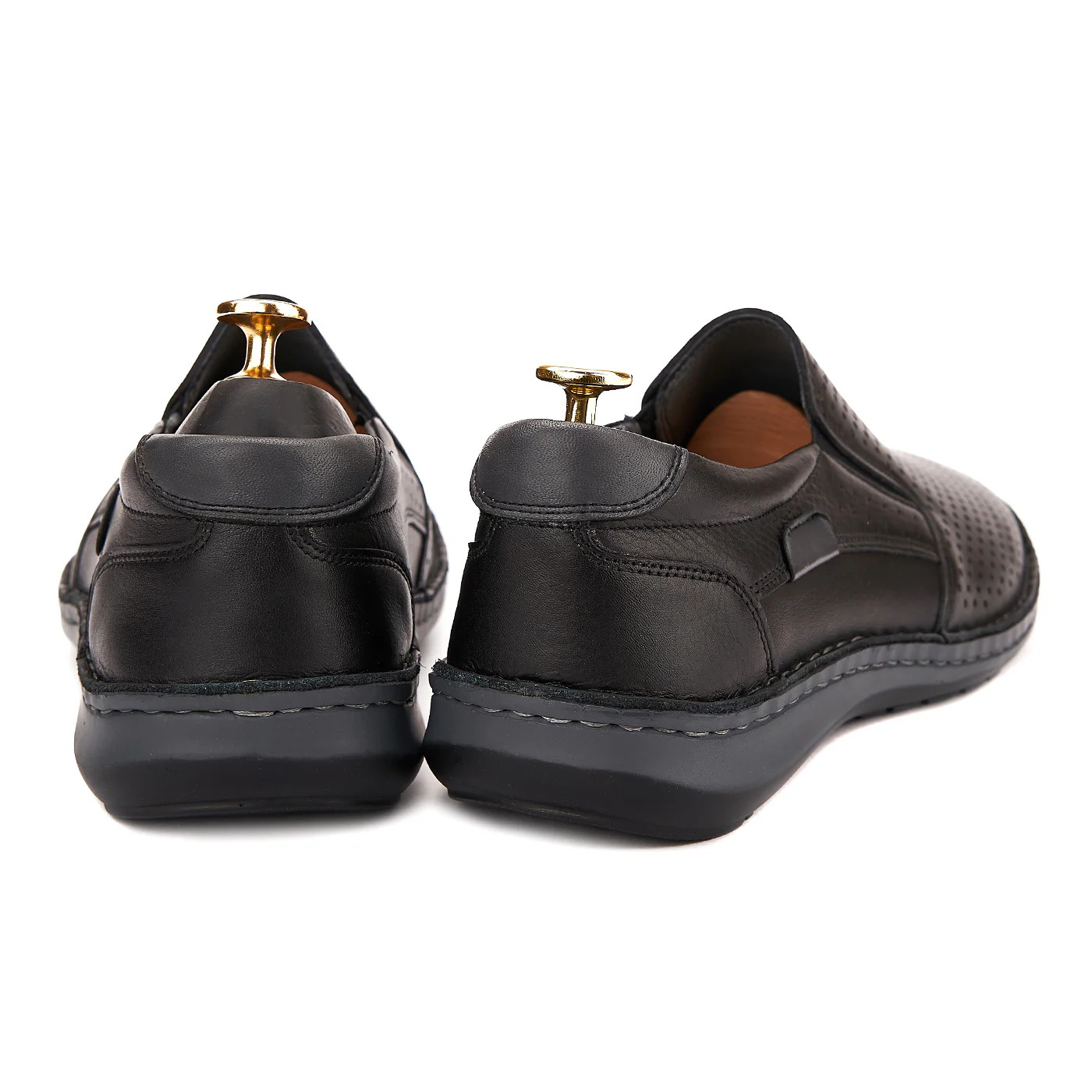 Pantofi din piele naturala perforata neagra 1015 - Image 2