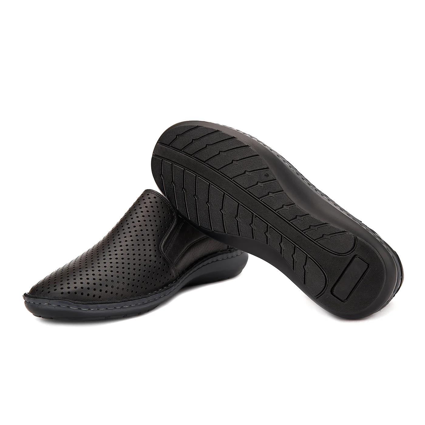 Pantofi din piele naturala perforata neagra 1015 - Image 3