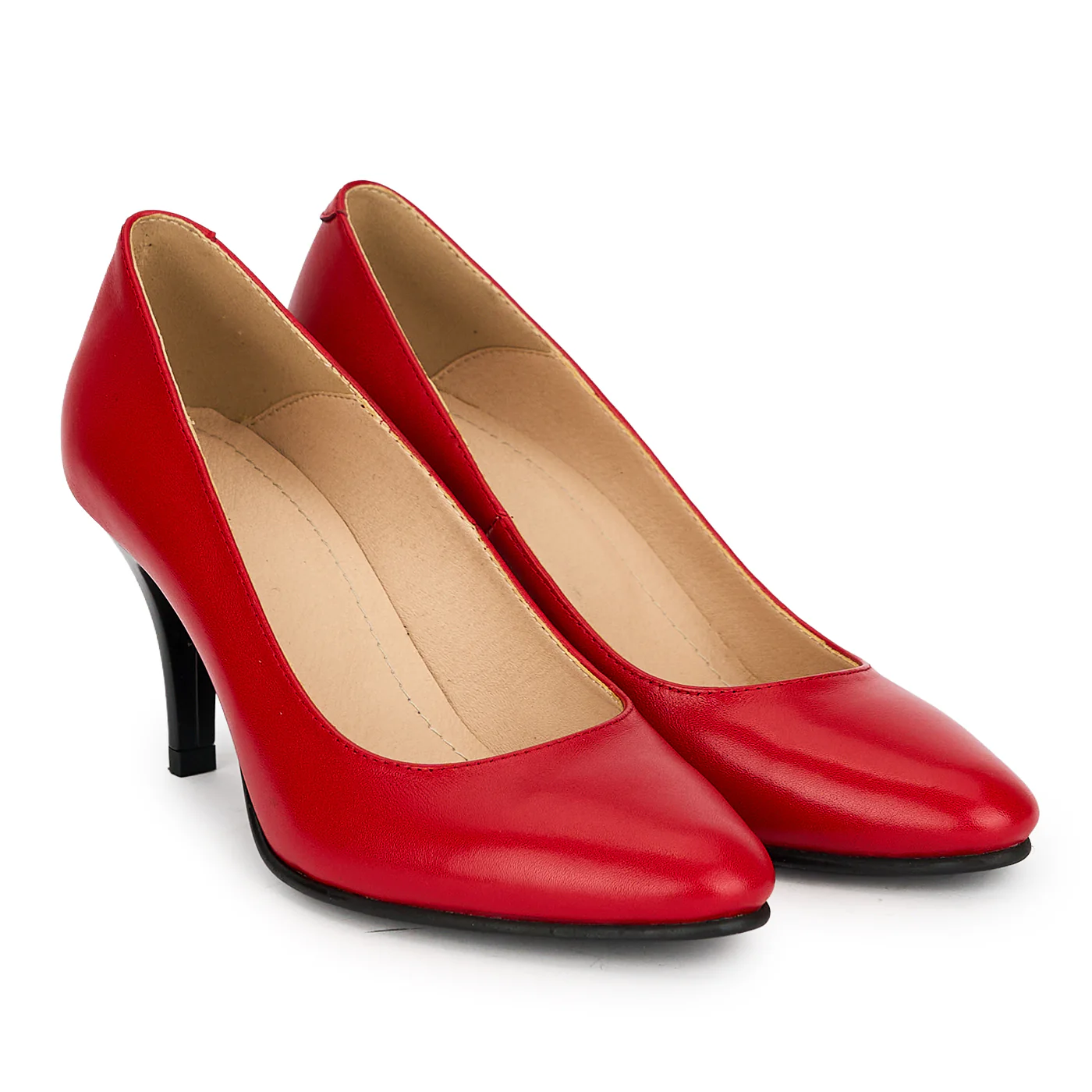 Pantofi din piele naturala rosie cu toc subtire 7.5  cm 19359 - Image 4