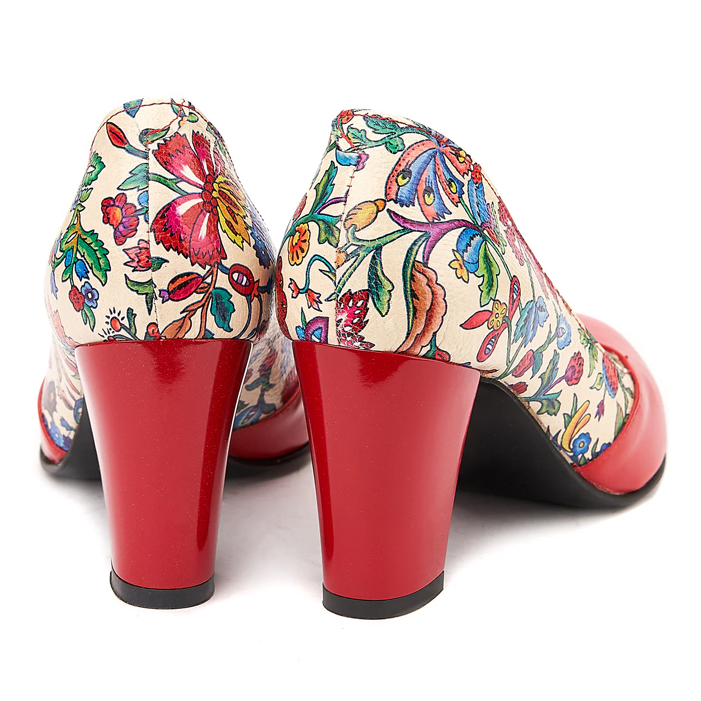 Pantofi din Piele Naturala Rosu Floral  4026 - Image 2