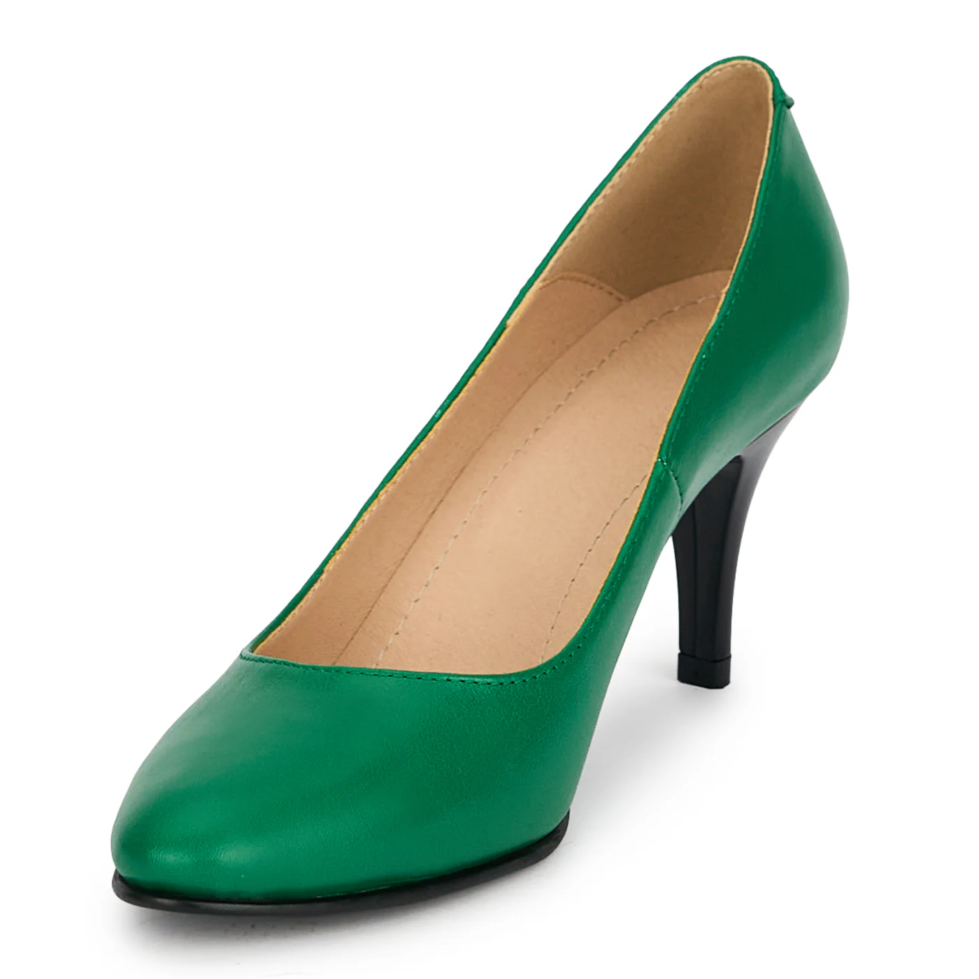 Pantofi din piele naturala verde cu toc subtire 7.5  cm 19361 - Image 3