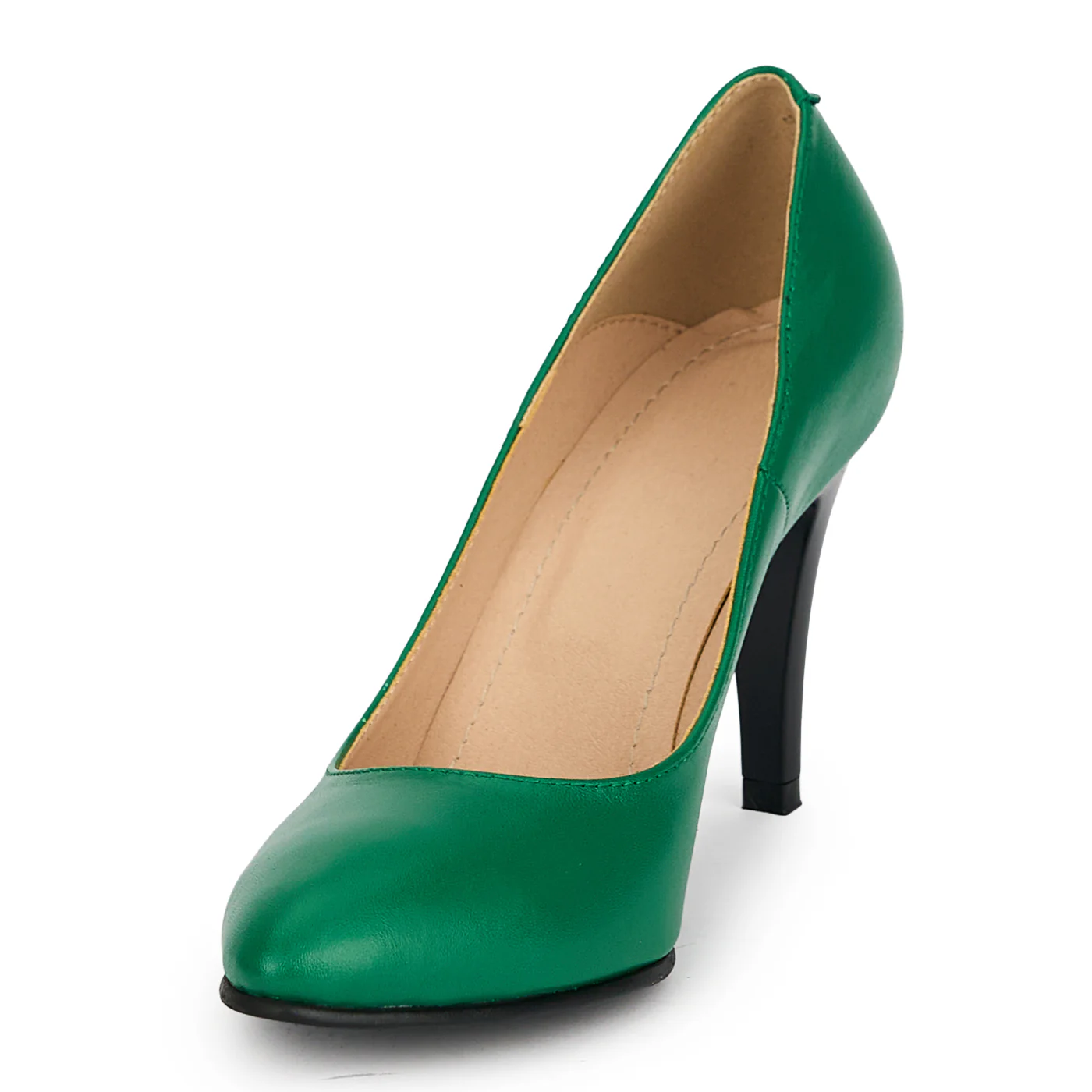 Pantofi din piele naturala verde cu toc subtire 9 cm 19353 - Image 3