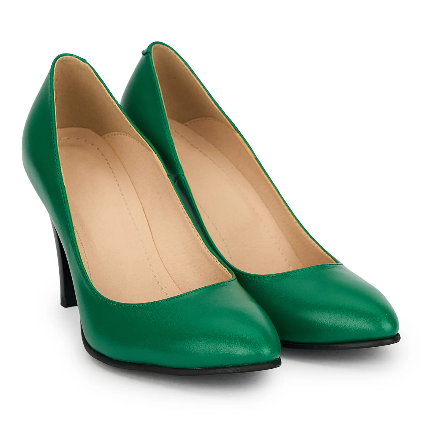 Pantofi din piele naturala verde cu toc subtire 9 cm 19353 - Image 4
