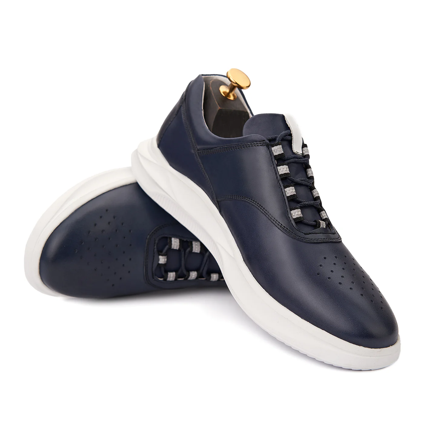 Pantofi din Piele pentru Barbati Bleumarin Casual 1020 - Image 4