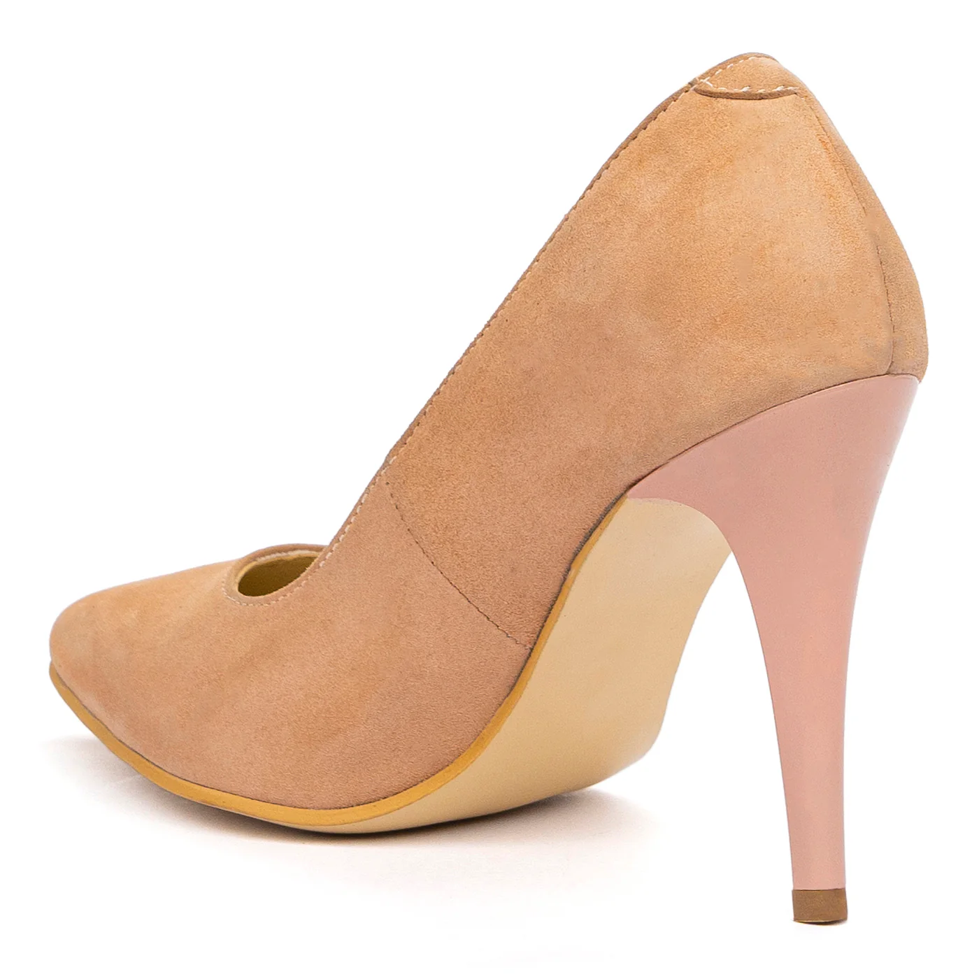 Pantofi Eleganti Bej Dama Toc 10 Cm din Piele Naturala 4054 - Image 3