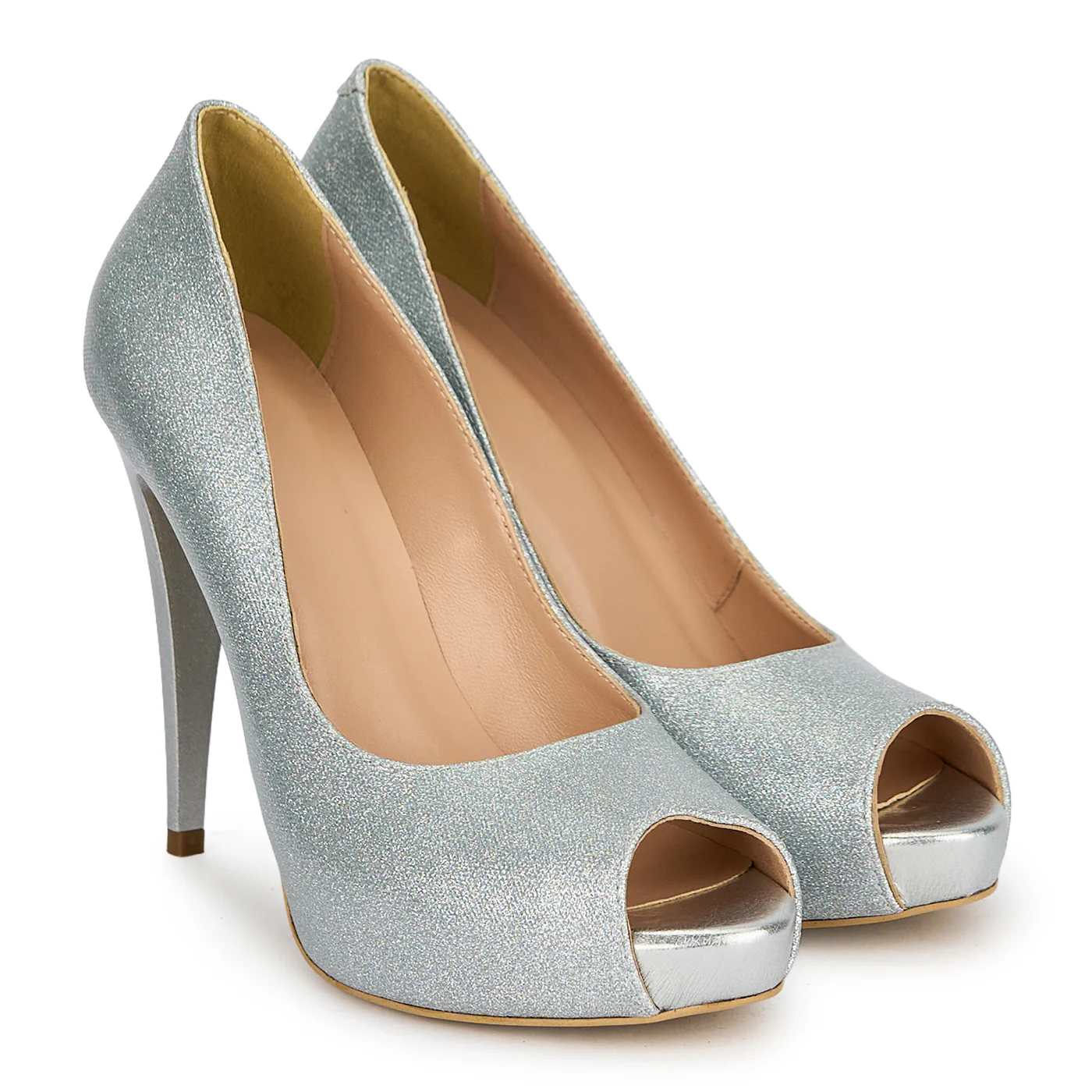 Pantofi eleganti dama din piele naturala argintie cu toc subtire 11.5 cm 19487 - Image 4
