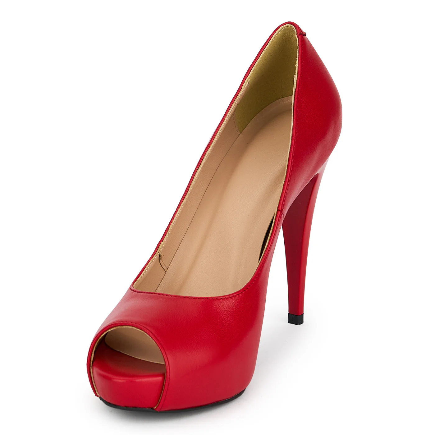 Pantofi eleganti dama din piele naturala rosie cu toc subtire 11.5 cm 19483 - Image 3
