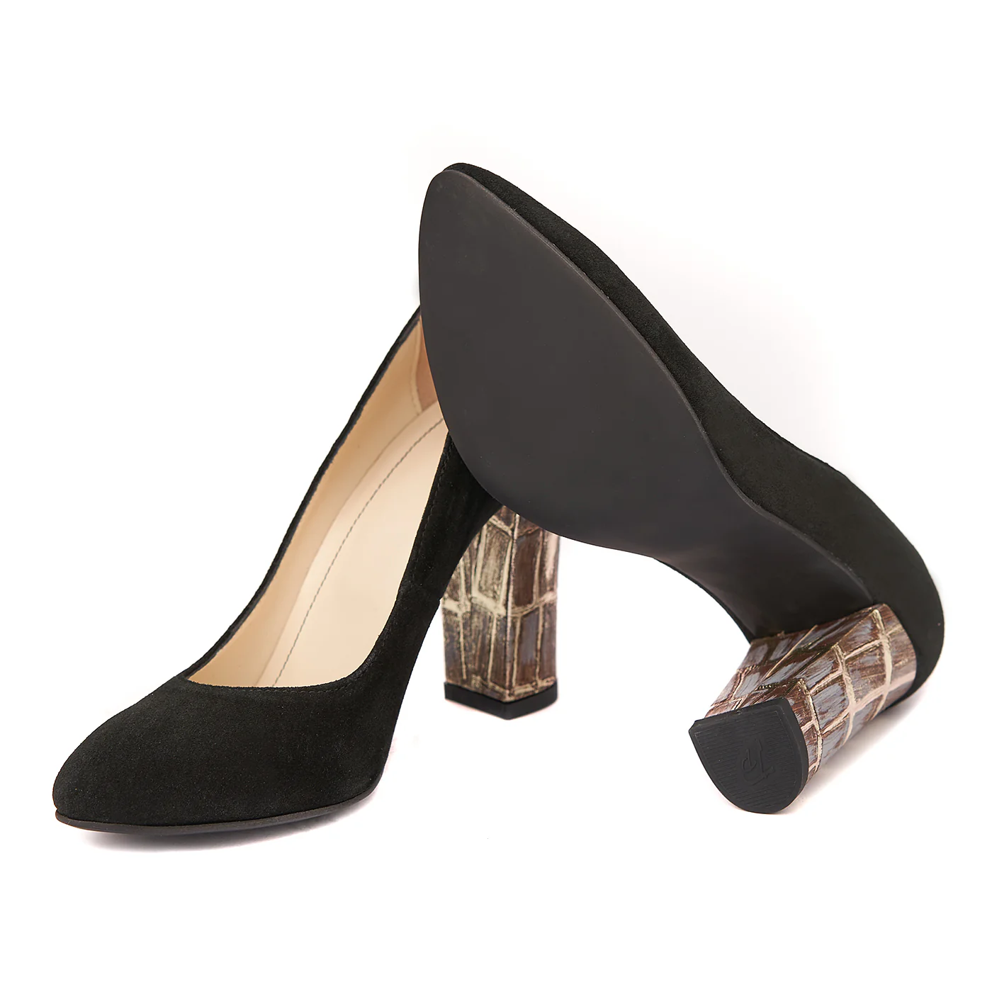 Pantofi eleganti di piele naturala negra cu toc imbracat 4431 - Image 3