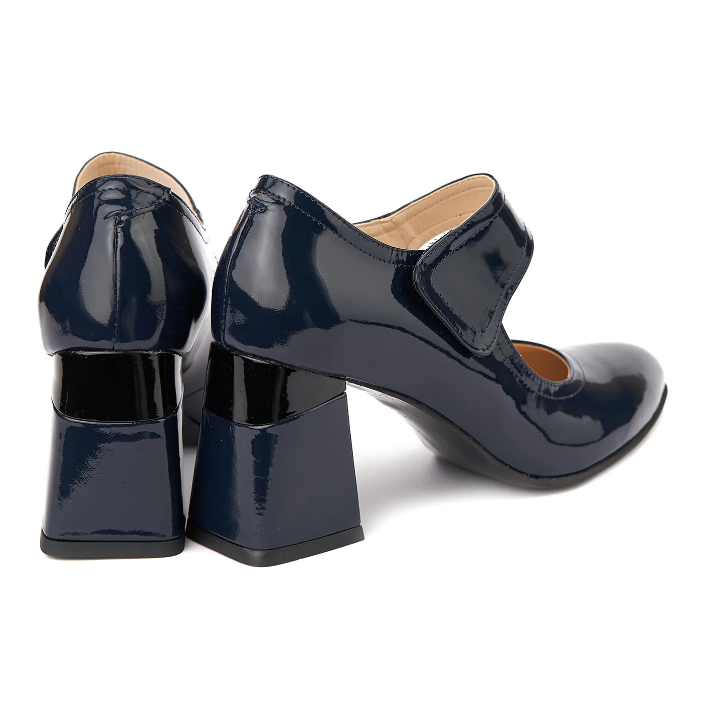 Pantofi eleganti din piele naturala albastra lacuita 4384 - Image 2