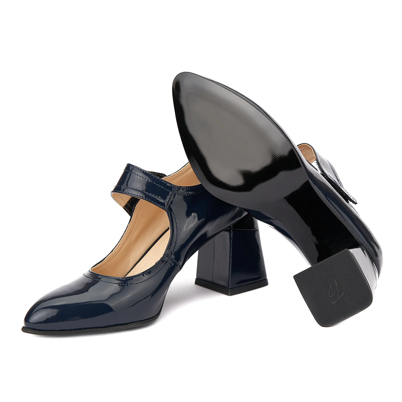 Pantofi eleganti din piele naturala albastra lacuita 4384 - Image 3