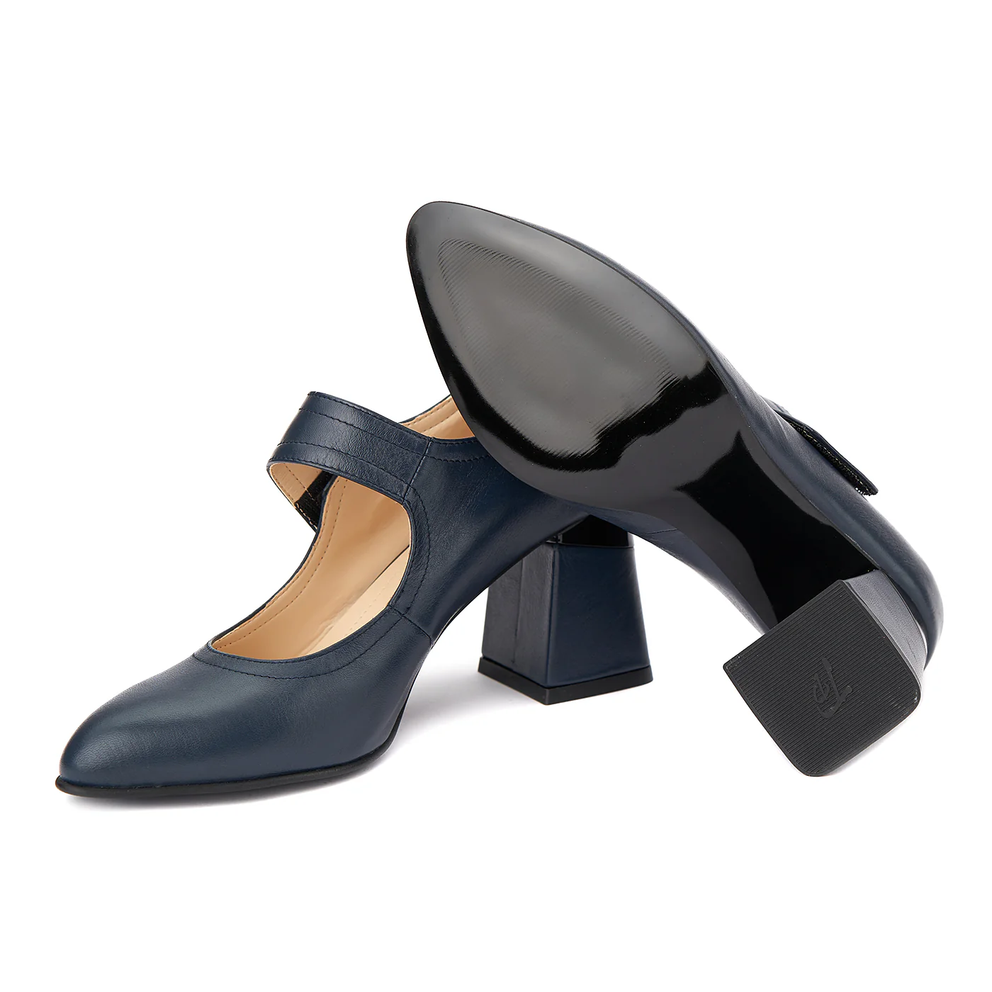 Pantofi eleganti din piele naturala bleumarin 4382 - Image 3