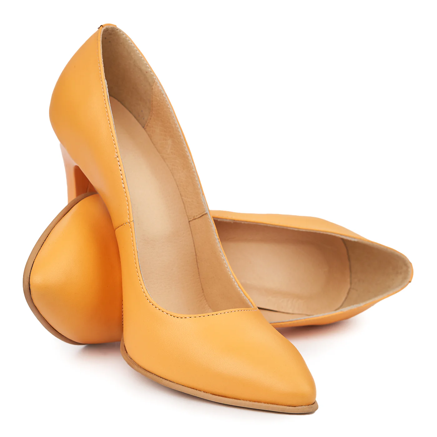 Pantofi eleganti din piele naturala galbena 4922 - Image 4