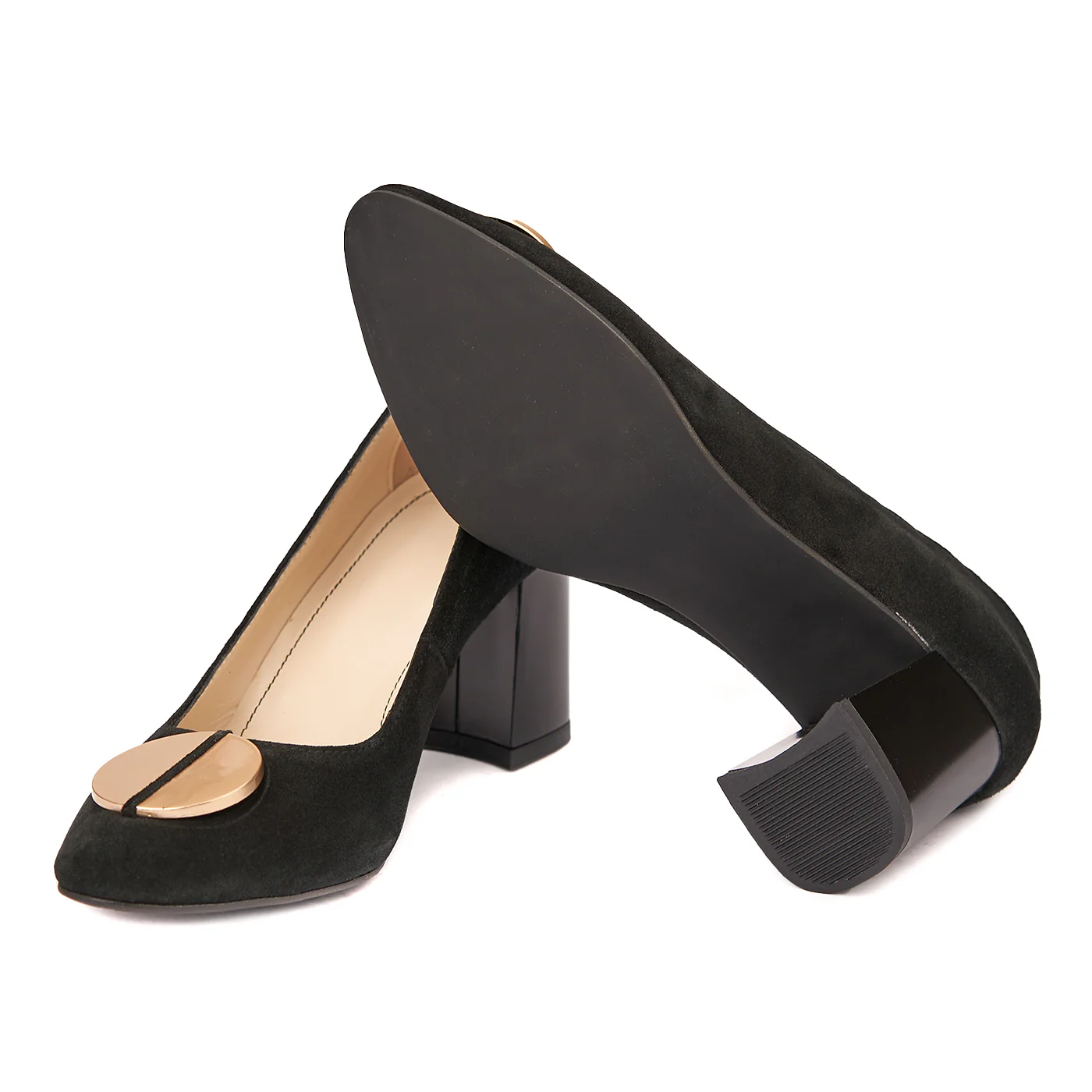Pantofi eleganti din piele naturala neagra cu toc vopsit 4434 - Image 3