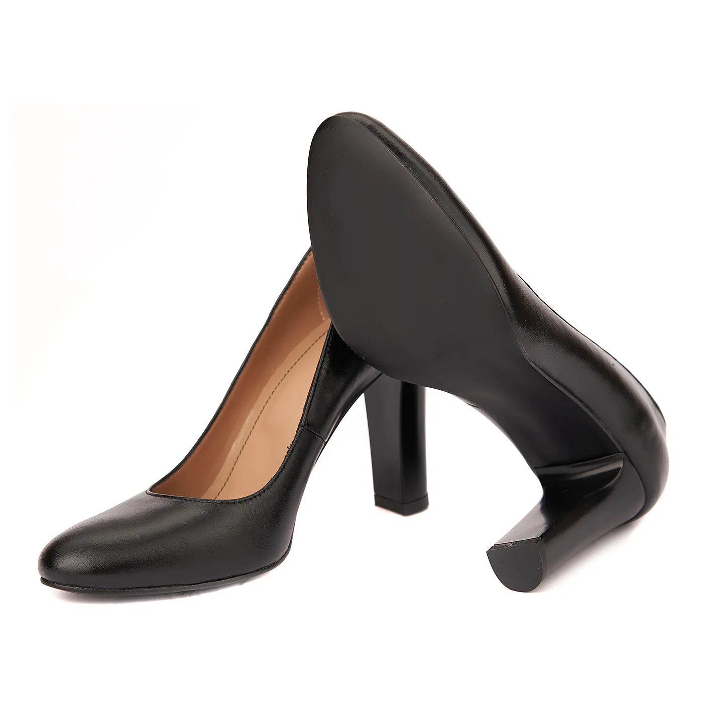 Pantofi eleganti din piele naturala negra cu toc vopsit 4435 - Image 3