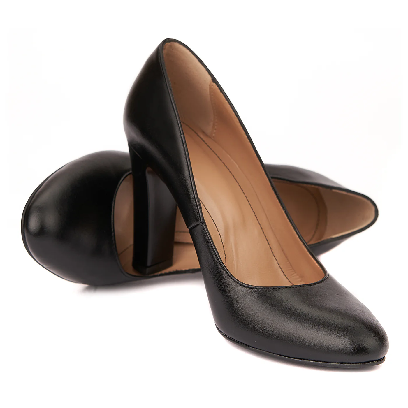 Pantofi eleganti din piele naturala negra cu toc vopsit 4435 - Image 4