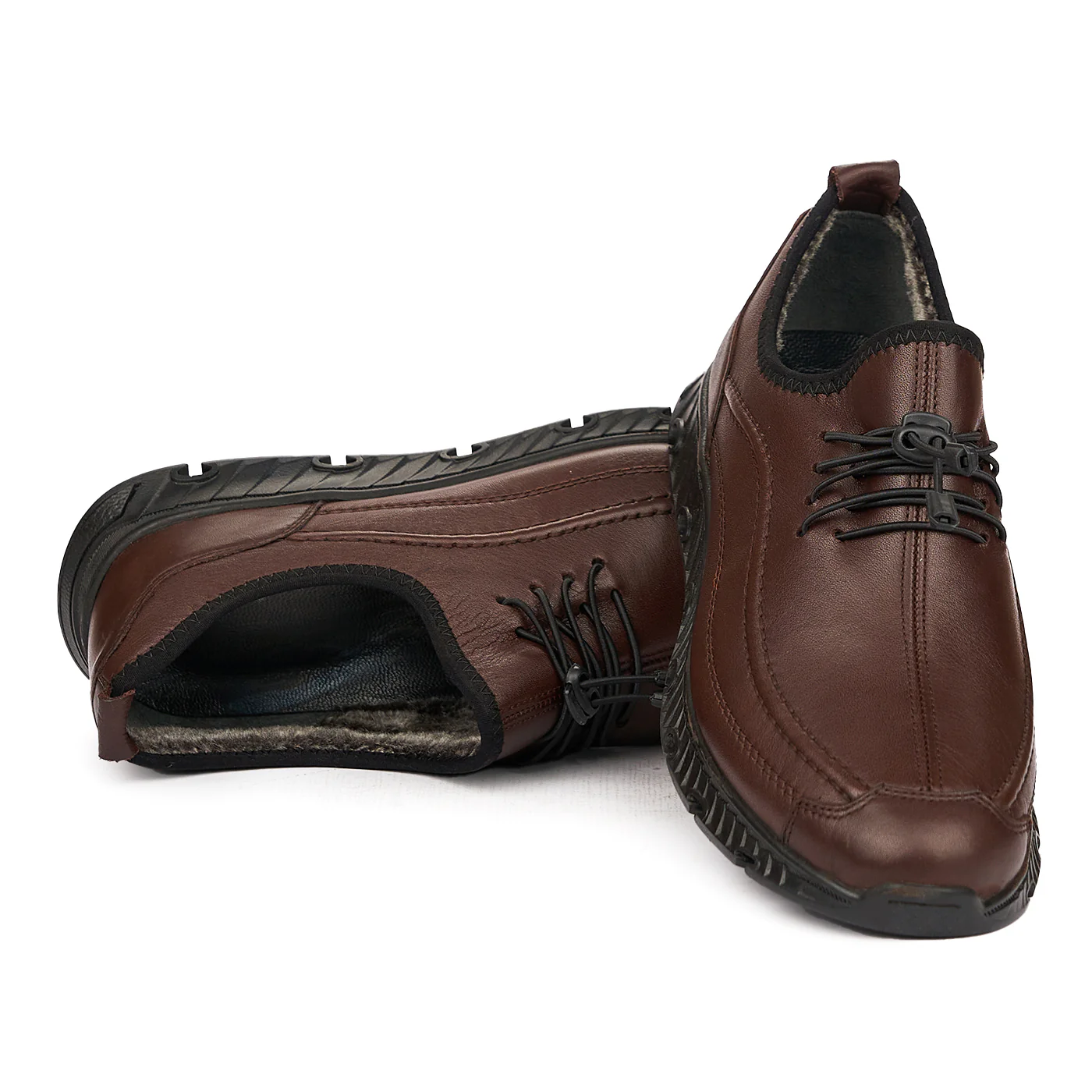 Pantofi Iarna Barbati Piele Naturala Imblaniti Casual Maro 7063 - Image 4