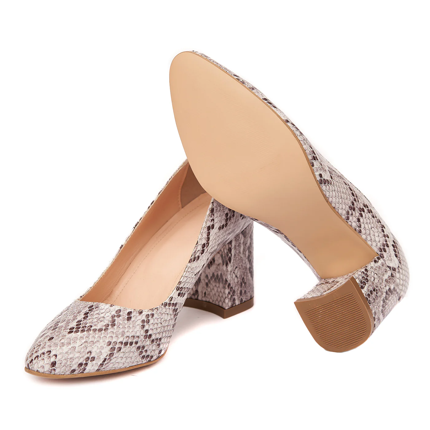 Pantofi Imitatie Piele Sarpe cu Toc Imbracat 7 Cm 4450 - Image 3