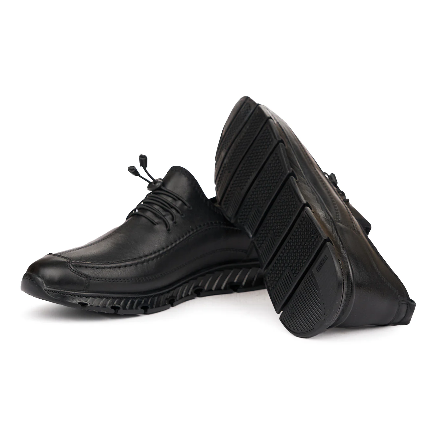 Pantofi Negri Barbati Casual Imblaniti din Piele Naturala 7062 - Image 3