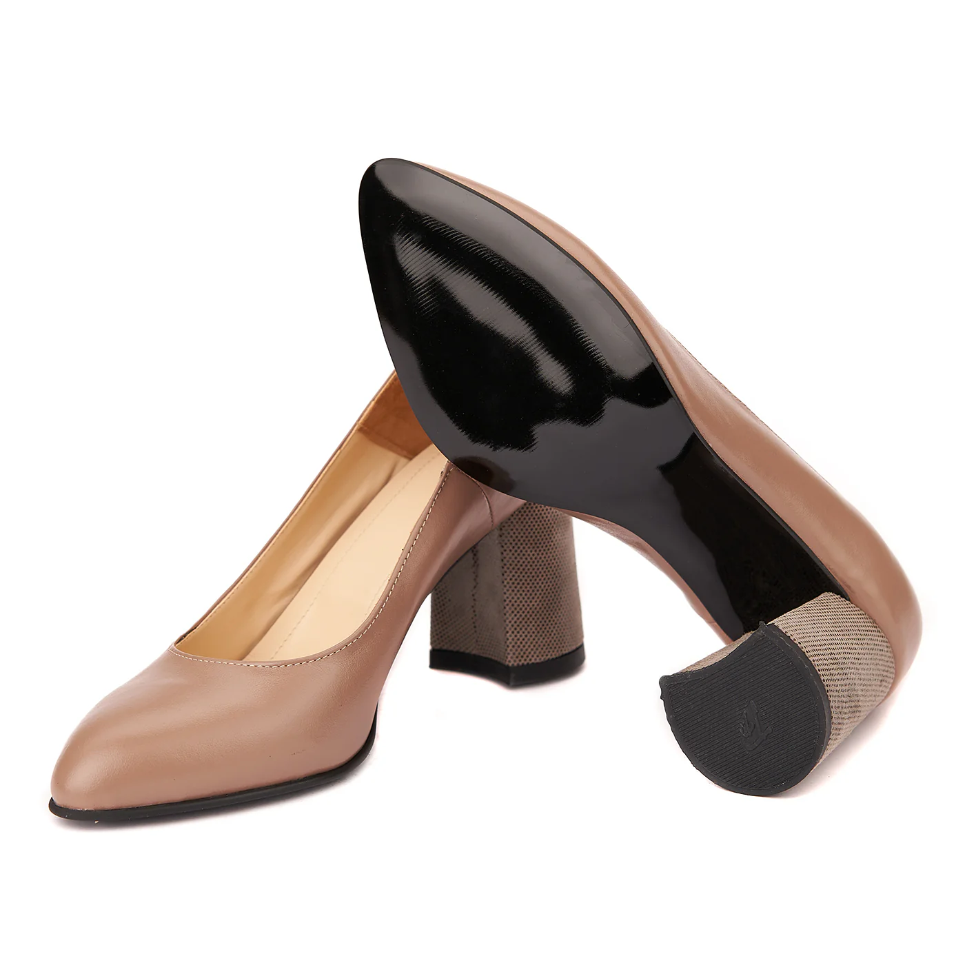 Pantofi Nude cu Toc Gros 8 Cm Eleganti din Piele Naturala 4242 - Image 3