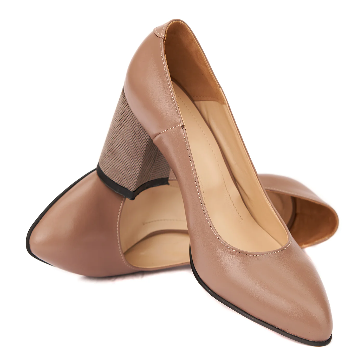 Pantofi Nude cu Toc Gros 8 Cm Eleganti din Piele Naturala 4242 - Image 4
