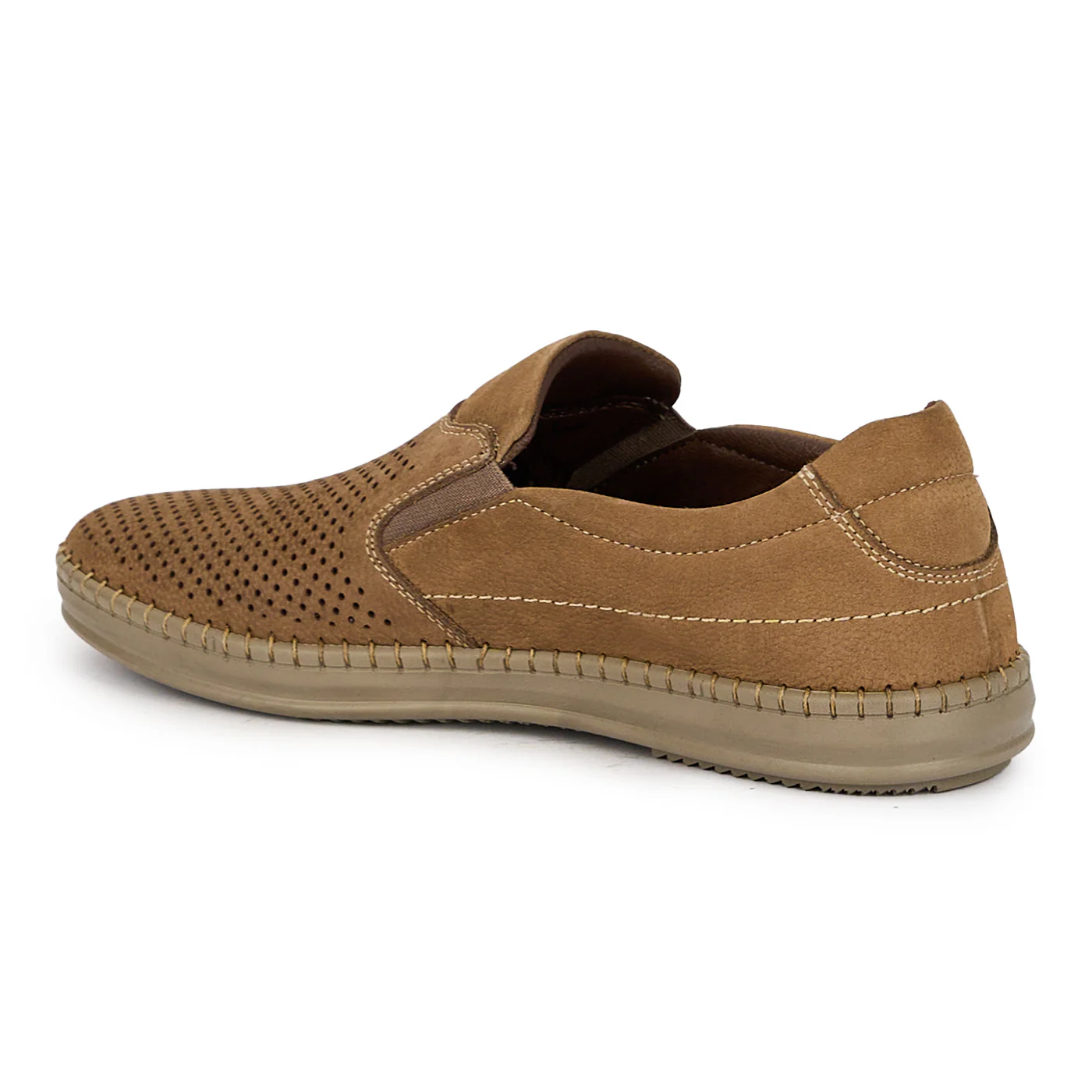 Pantofi perforati barbati din piele naturala maro 7745 - Image 2
