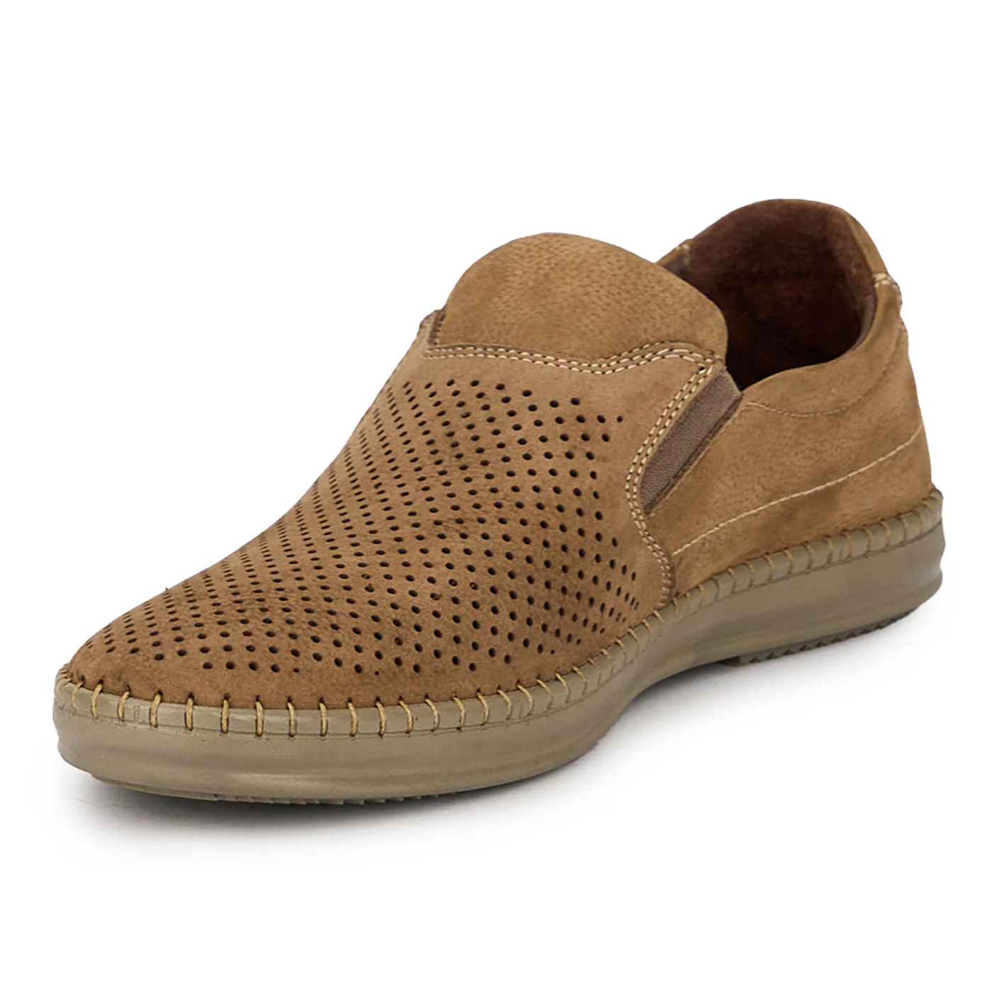Pantofi perforati barbati din piele naturala maro 7745 - Image 3