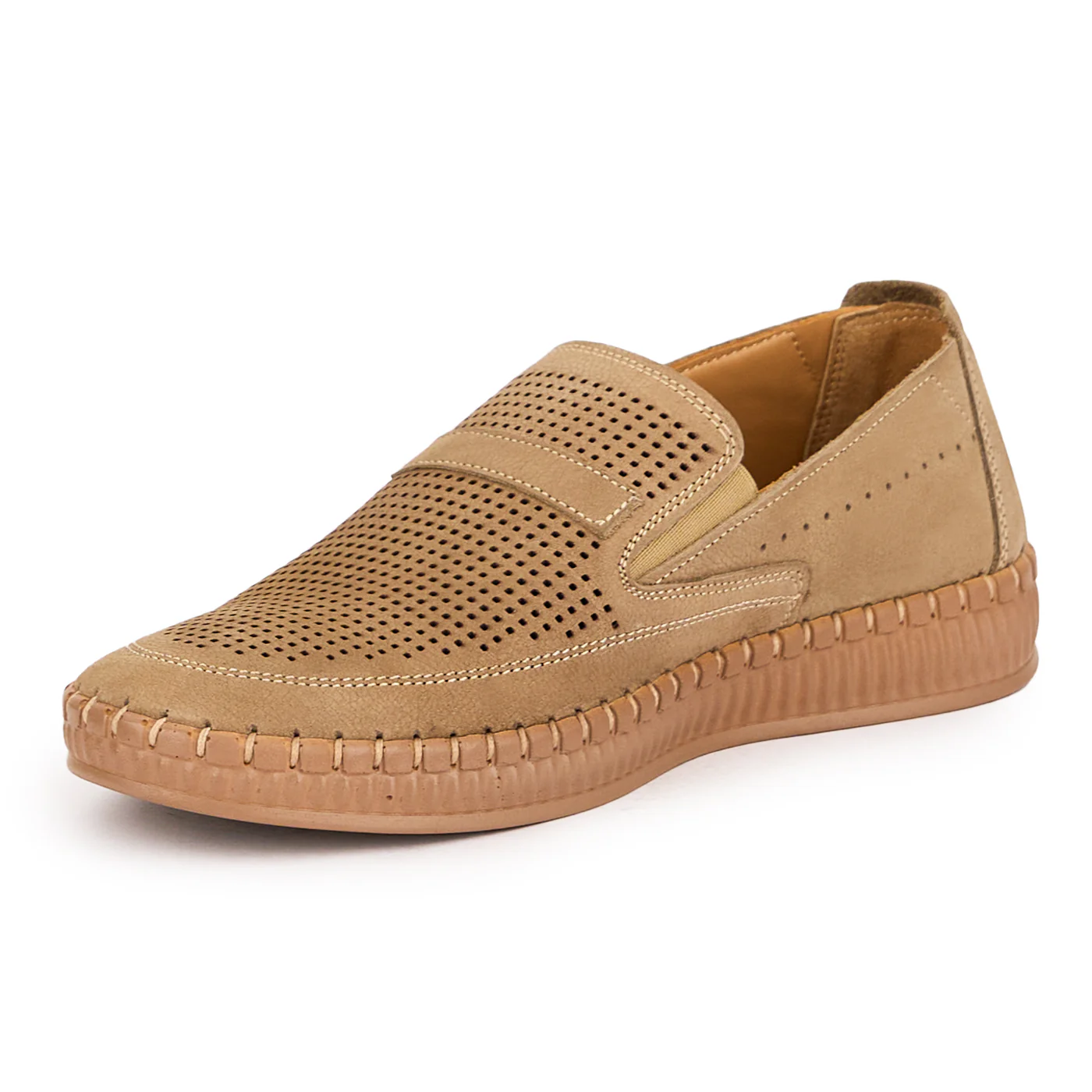 Pantofi perforati barbati din piele naturala maro 7757 - Image 3