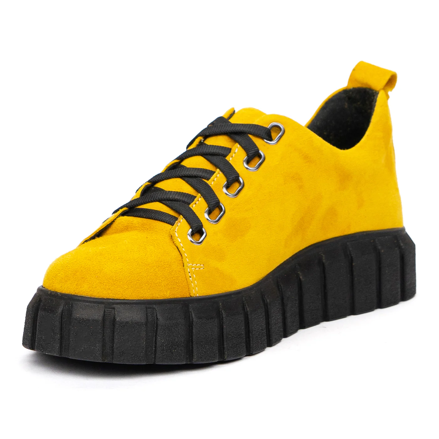 Pantofi Piele cu Siret Casual Galbeni 8404 - Image 4