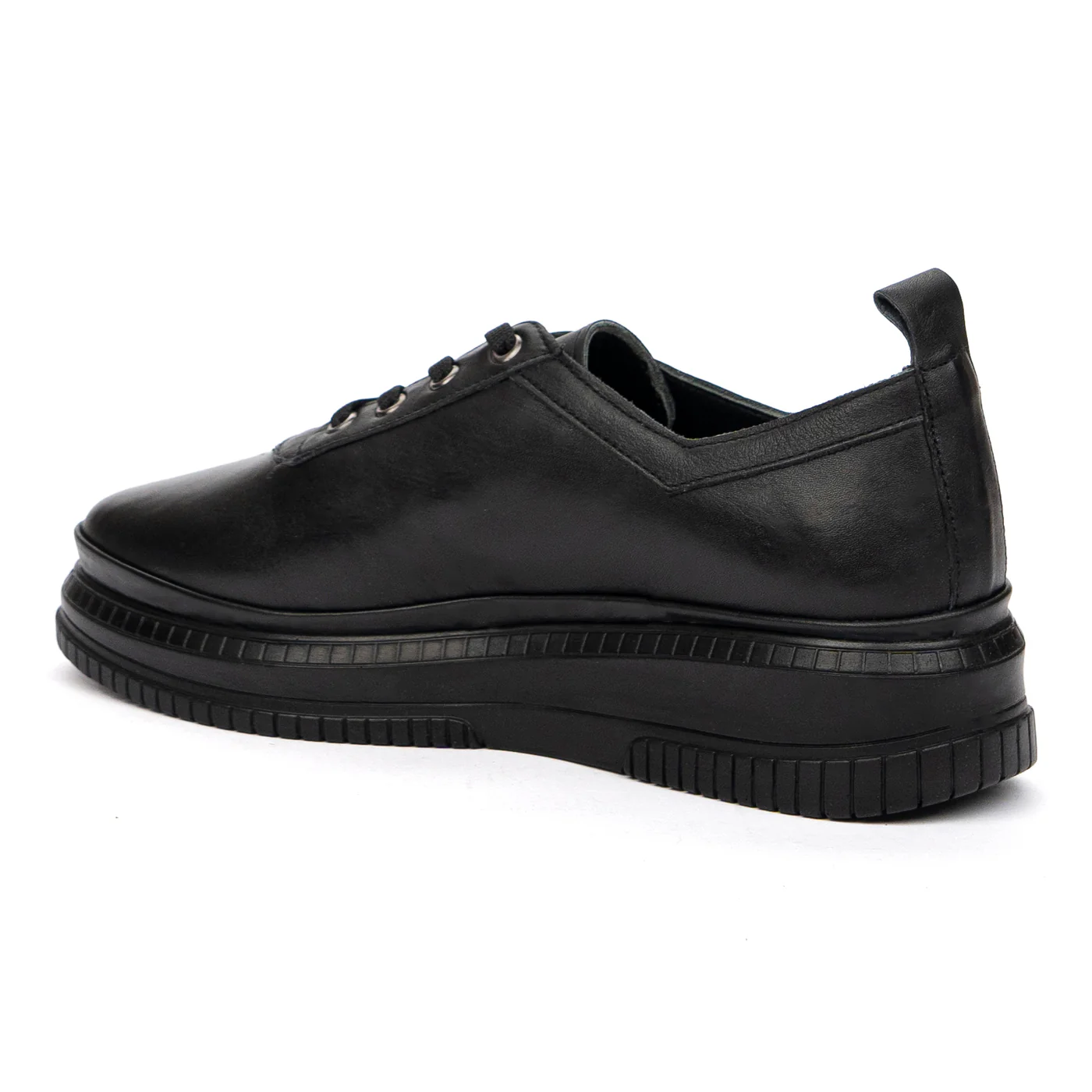 Pantofi Piele cu Siret Dama Casual Negri 8554 - Image 3
