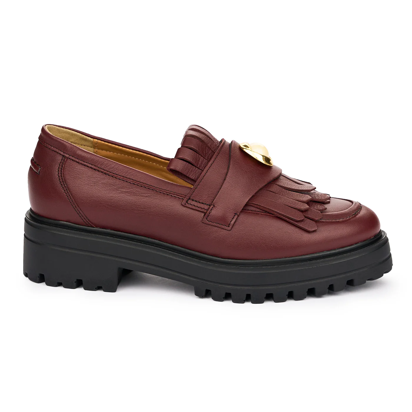 Pantofi Piele Dama cu Toc 4 Cm Casual Visinii 8565
