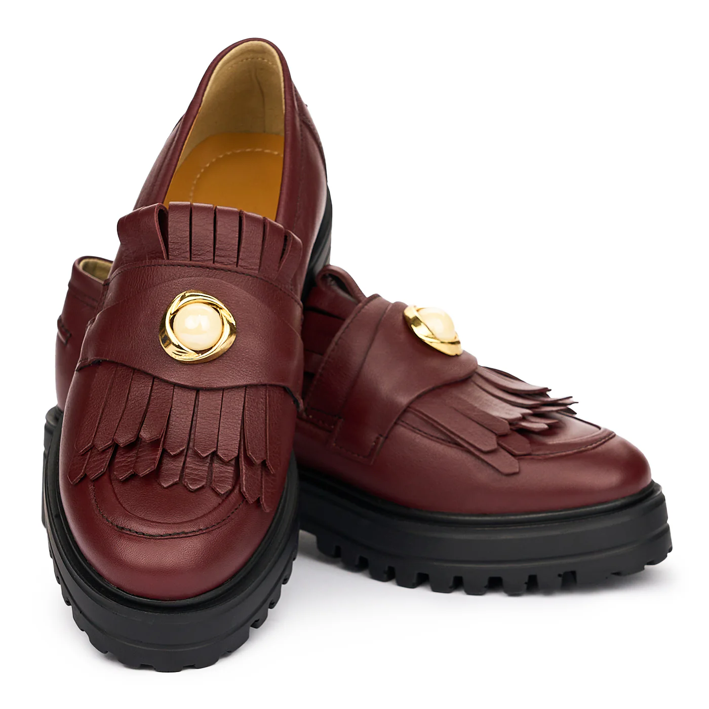 Pantofi Piele Dama cu Toc 4 Cm Casual Visinii 8565 - Image 3