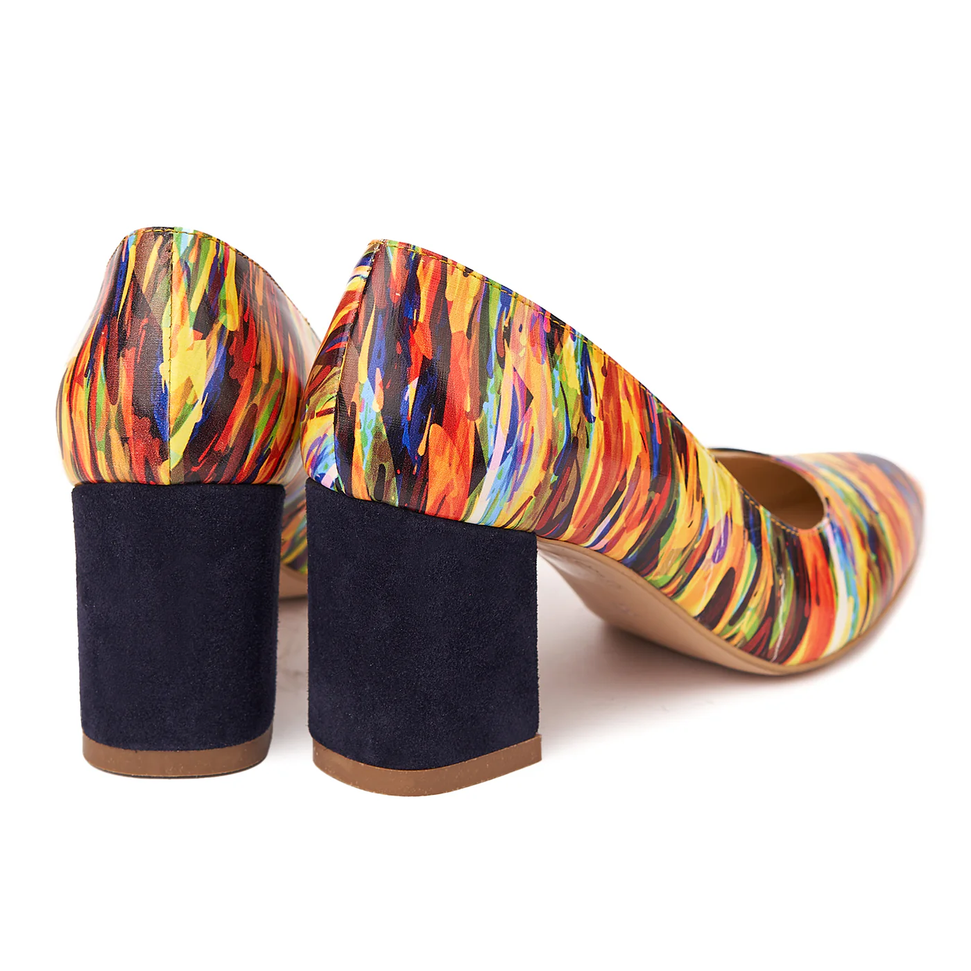 Pantofi Piele Dama Toc Gros 6 Cm Multicolor 4445 - Image 2