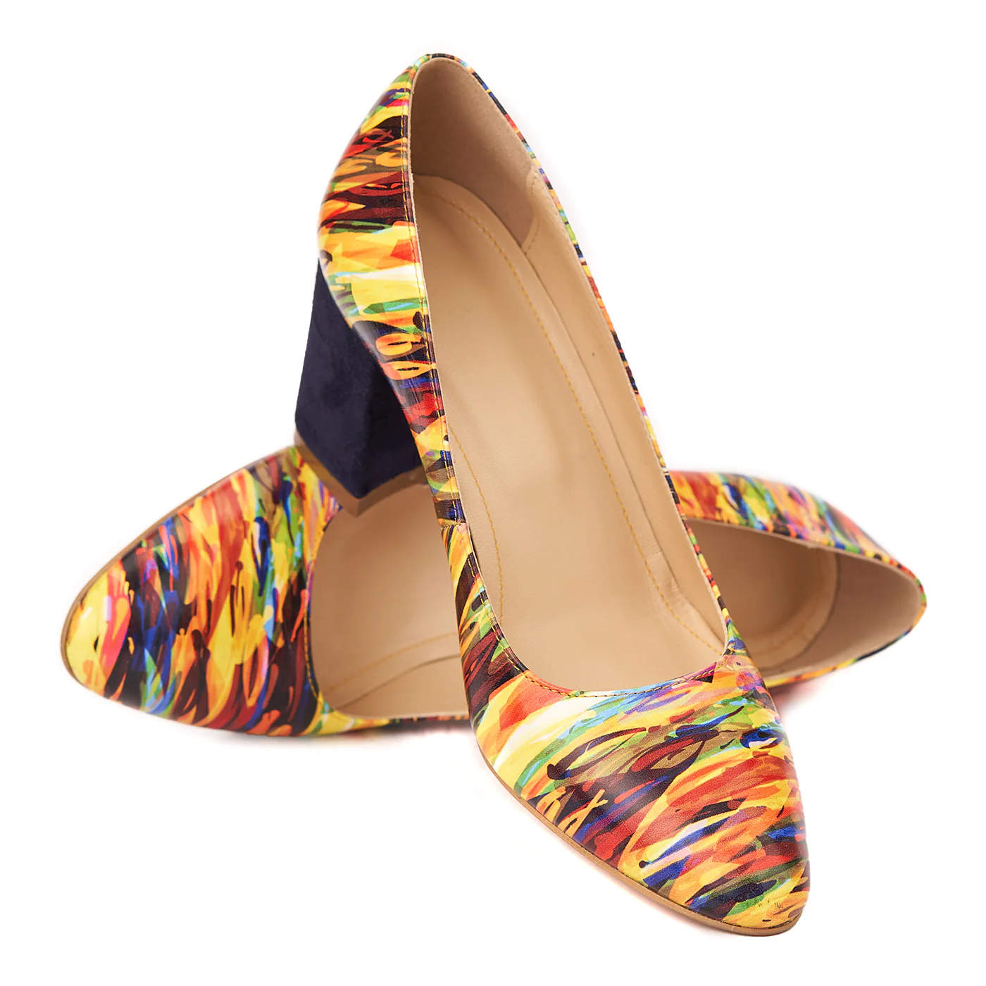 Pantofi Piele Dama Toc Gros 6 Cm Multicolor 4445 - Image 4