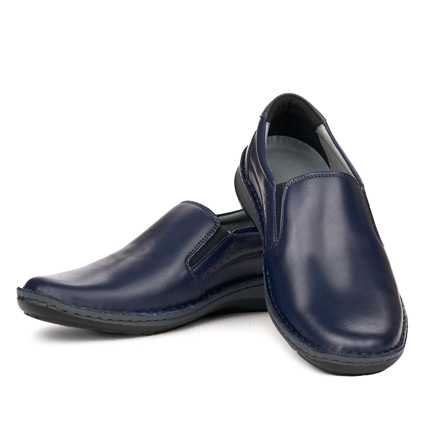 Pantofi Piele Naturala Barbati Fara Siret Bleumarin 7066 - Image 2