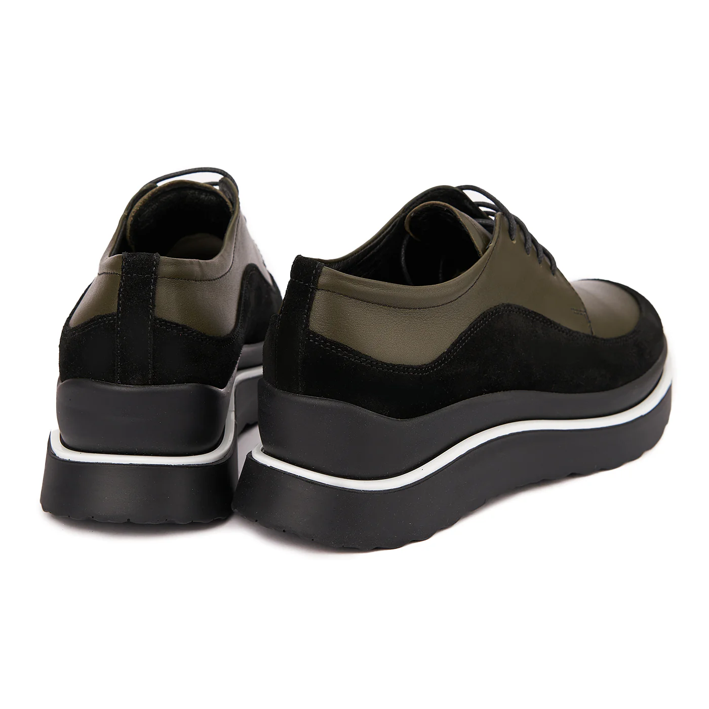 Pantofi Piele Naturala verde si negru 1636 - Image 2