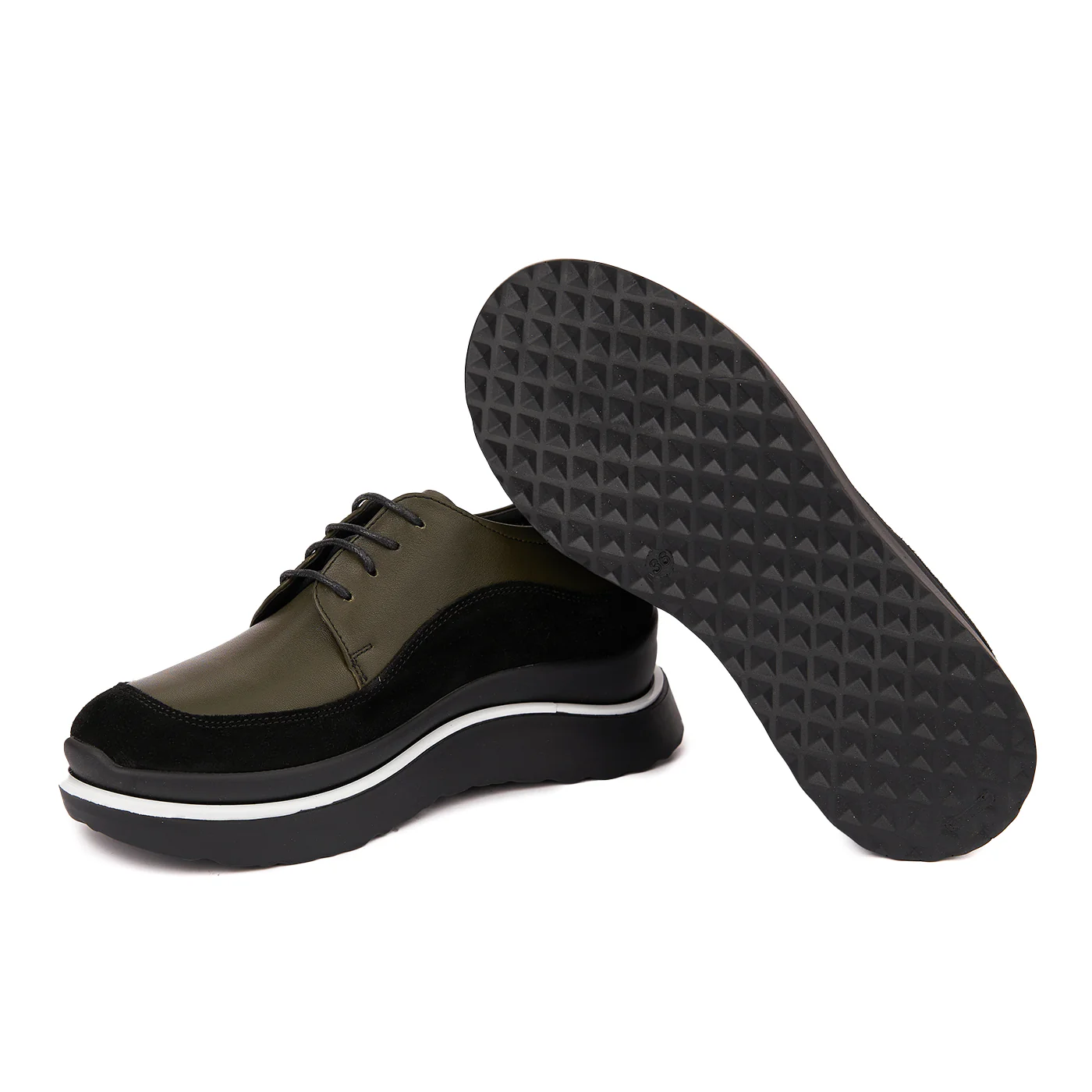 Pantofi Piele Naturala verde si negru 1636 - Image 3