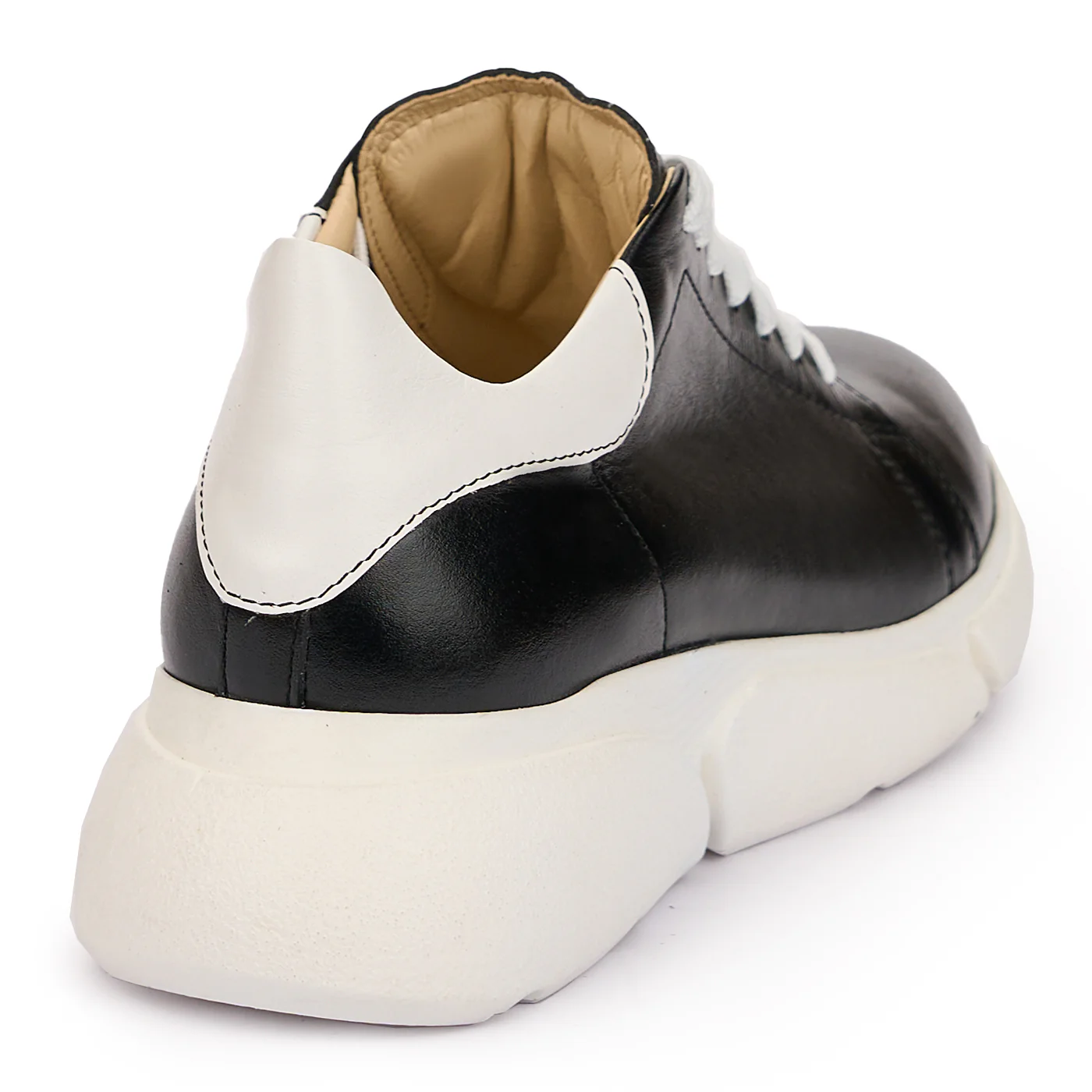 Pantofi Piele Negri Dama Casual cu Siret 10027 - Image 2