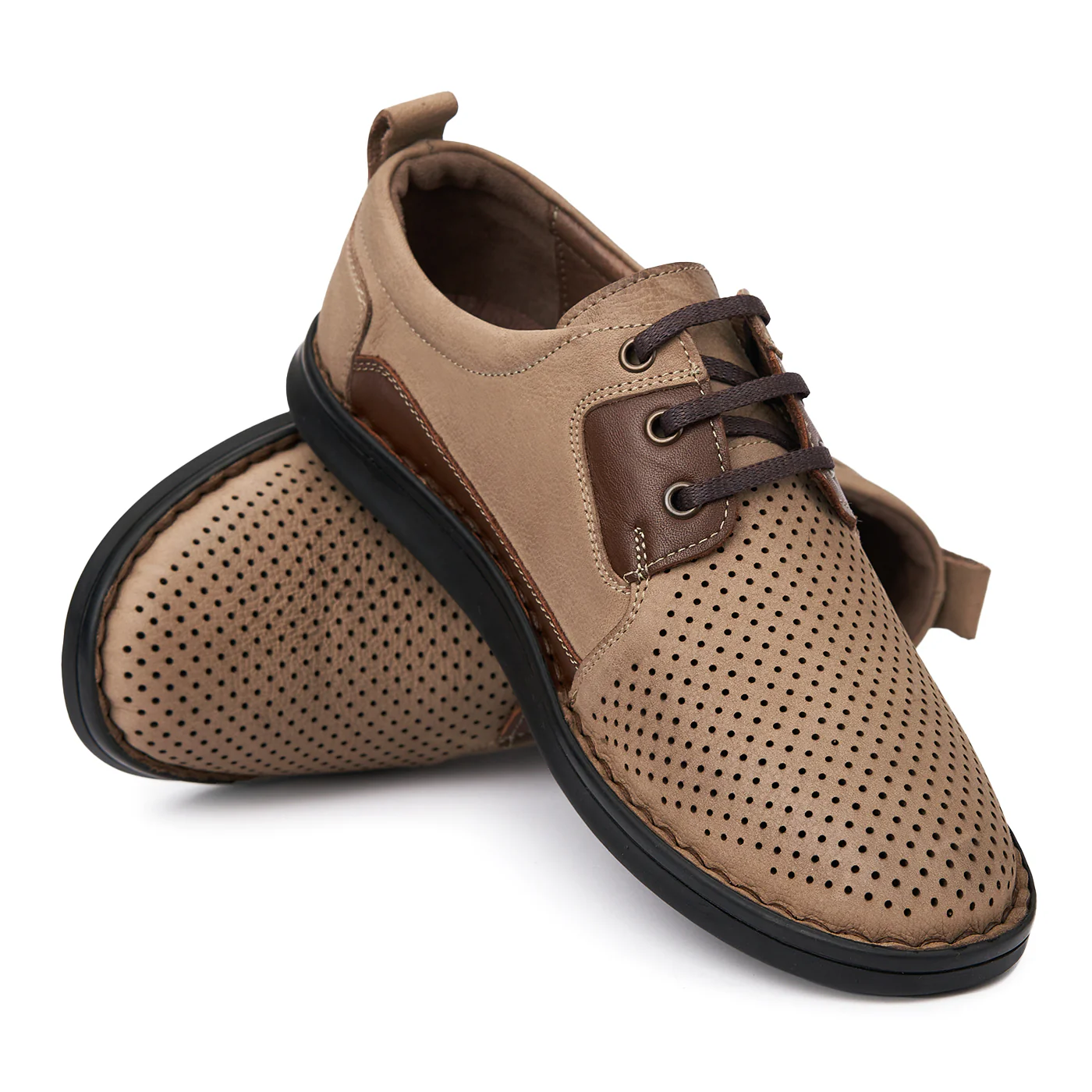 Pantofi Piele Perforata Naturala Barbati Casual 7054 - Image 4