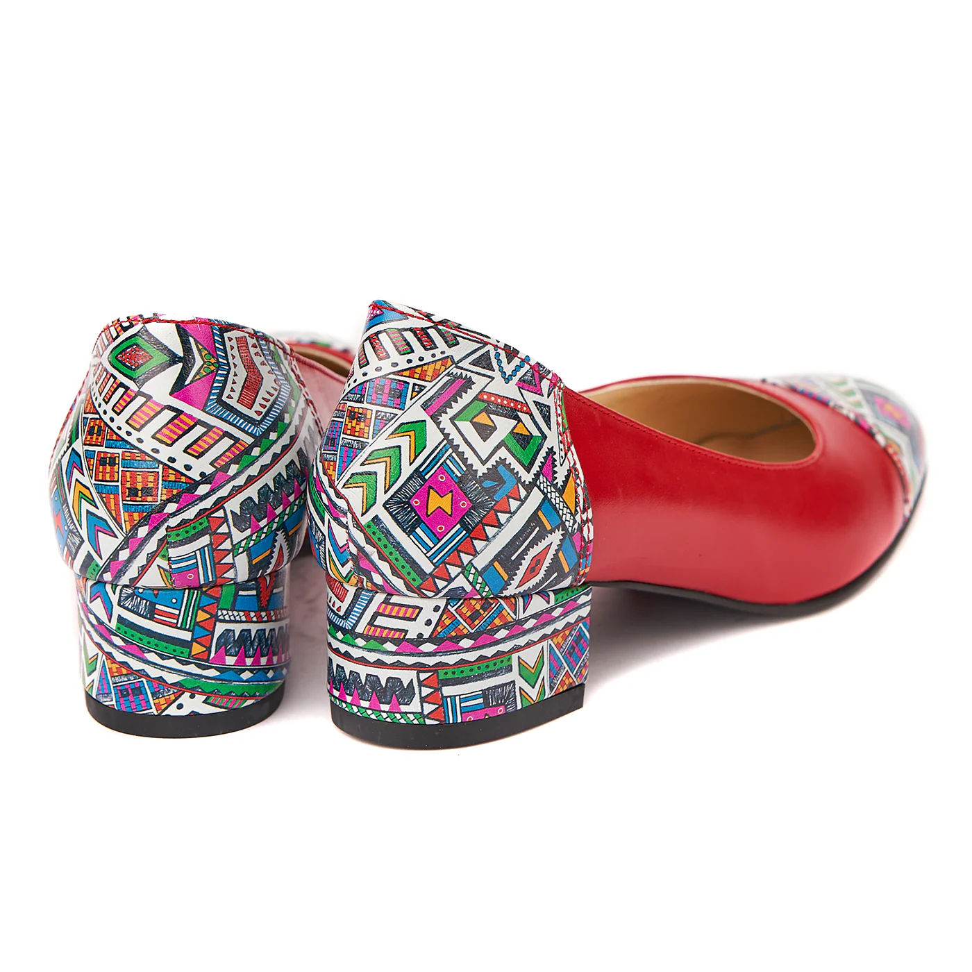Pantofi rosii cu toc mic din piele naturala 4492 - Image 2