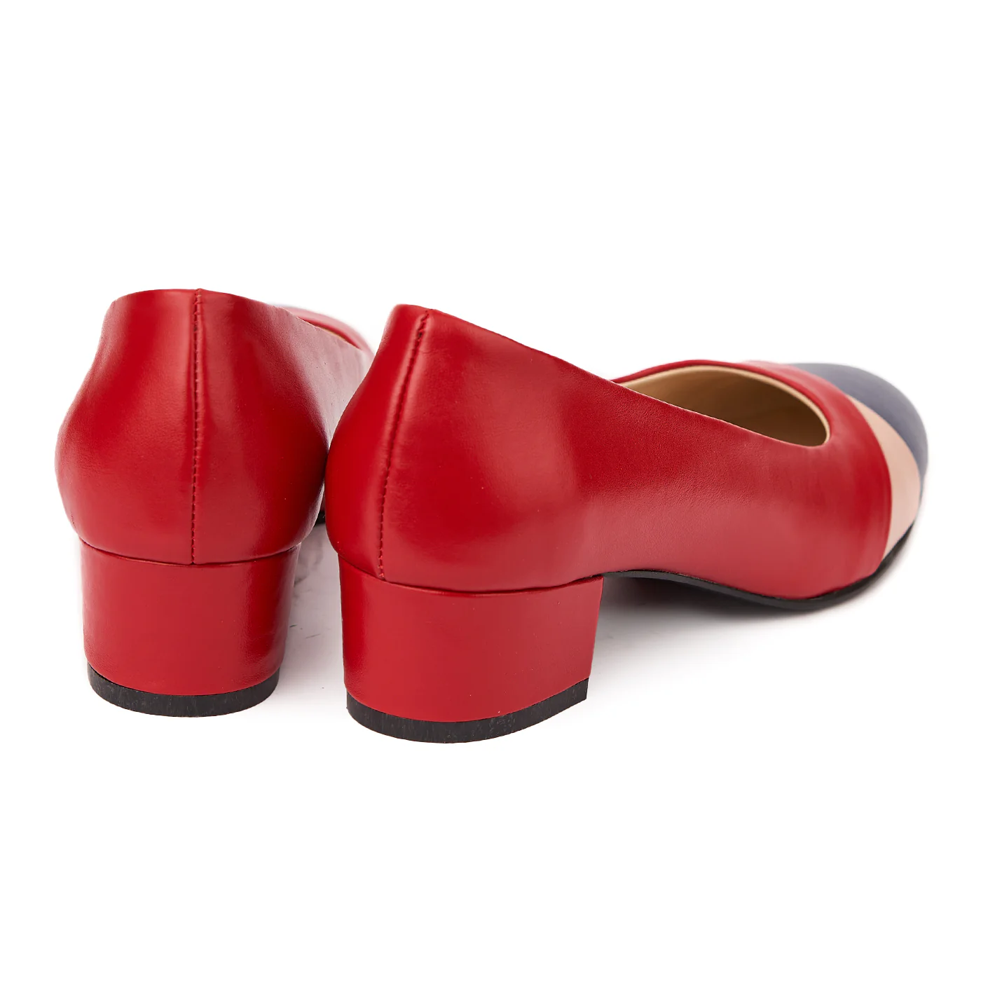Pantofi rosii cu toc mic din piele naturala 4493 - Image 2