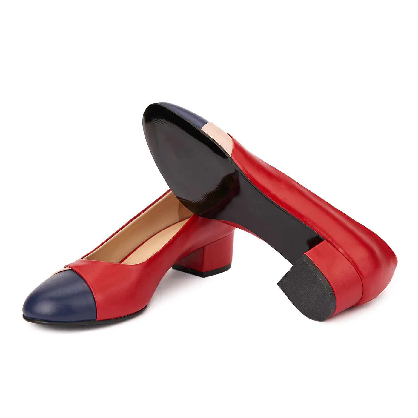 Pantofi rosii cu toc mic din piele naturala 4493 - Image 3