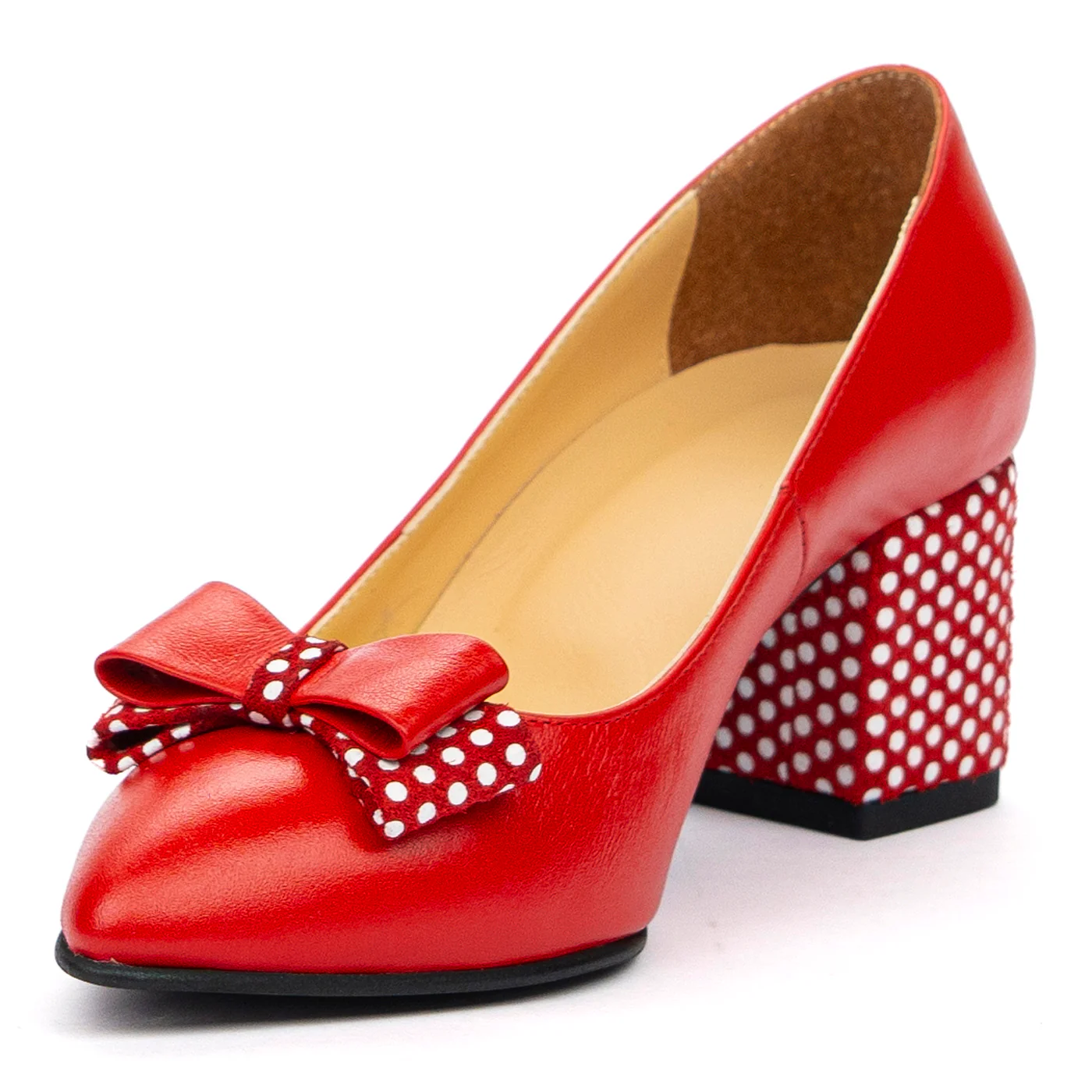 Pantofi Rosii Toc 6 Cm Dama din Piele Naturala 4093 - Image 4