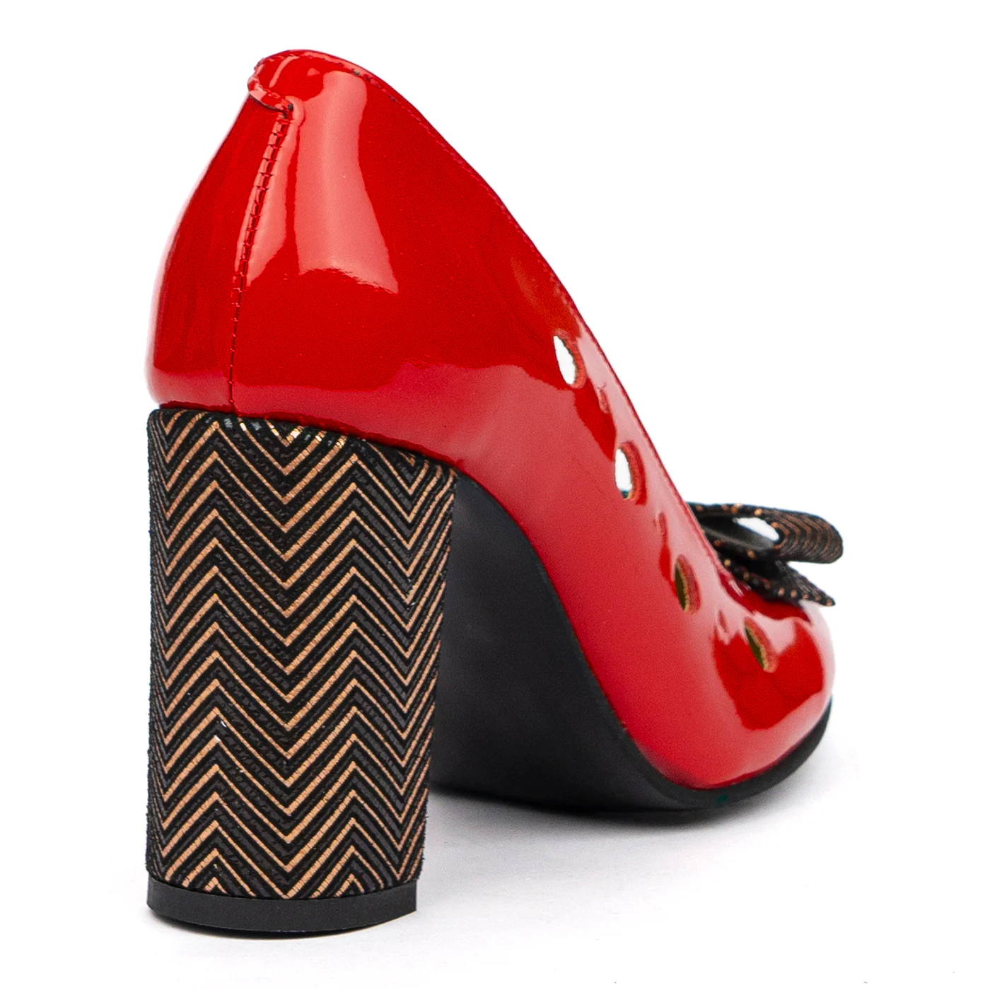 Pantofi Rosii Toc Gros 9 Cm Eleganti din Piele Naturala 4855 - Image 2