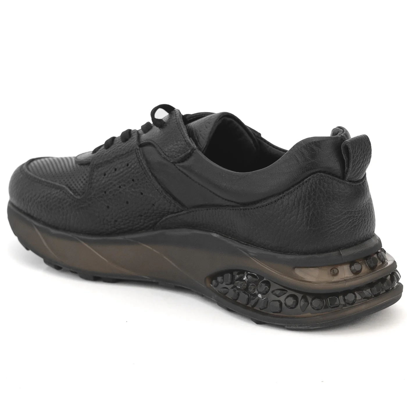 Pantofi sport barbati din piele naturala neagra 14043 - Image 2