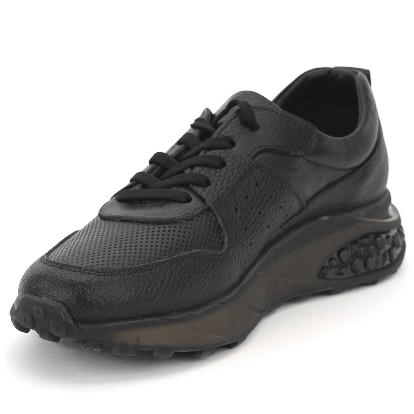 Pantofi sport barbati din piele naturala neagra 14043 - Image 3
