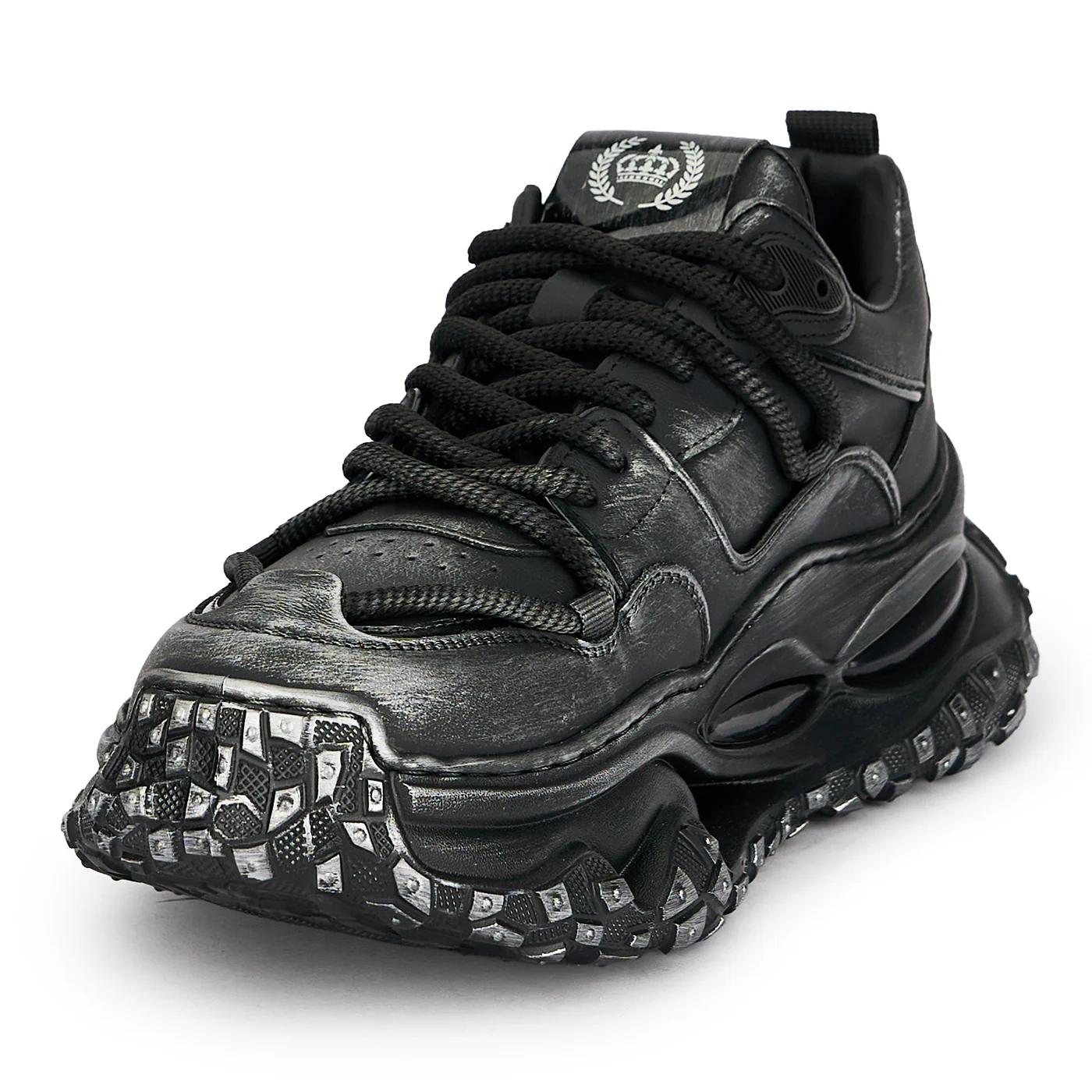 Pantofi sport barbati din piele naturala neagra 20120 - Image 3