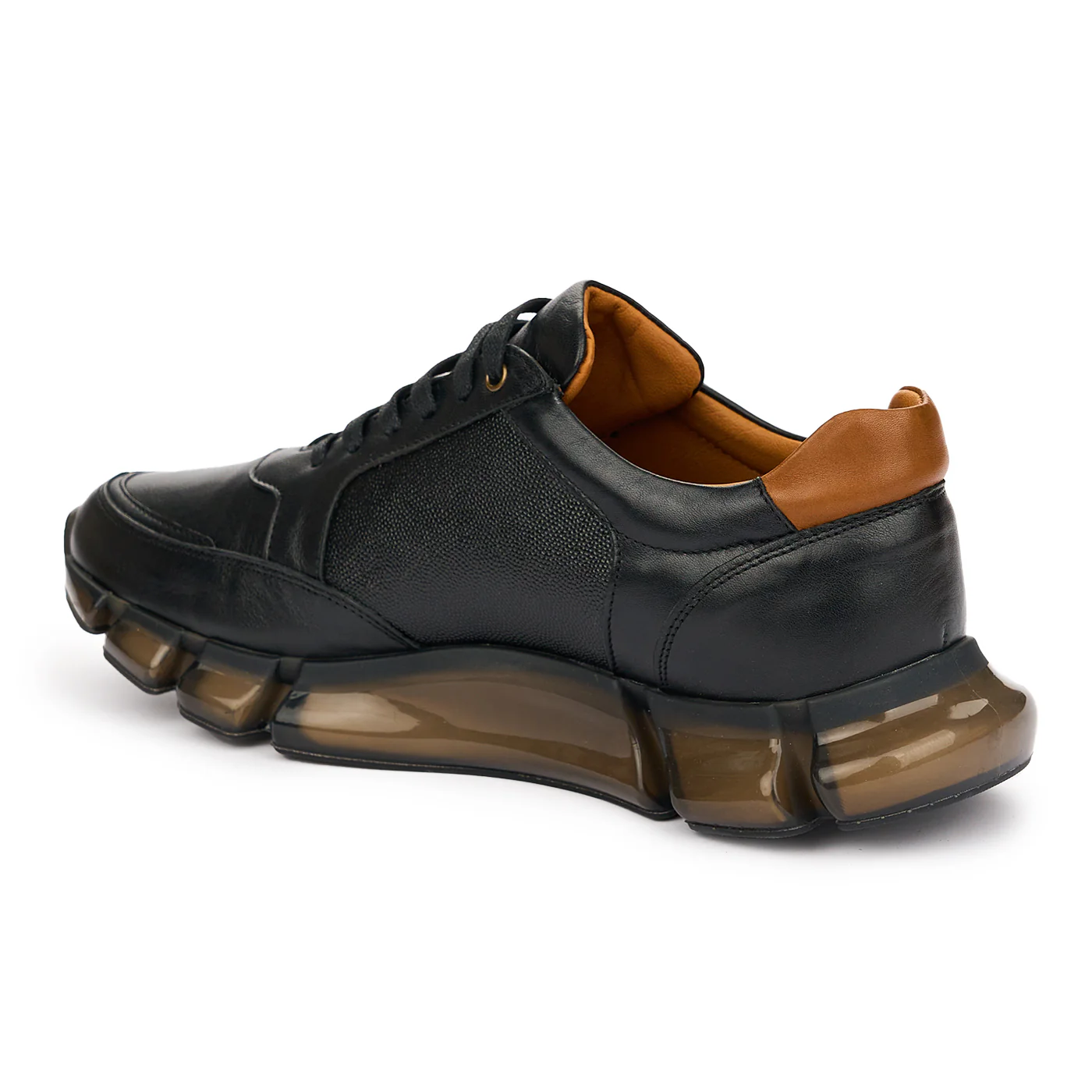 Pantofi sport barbati din piele naturala neagra 7418 - Image 2