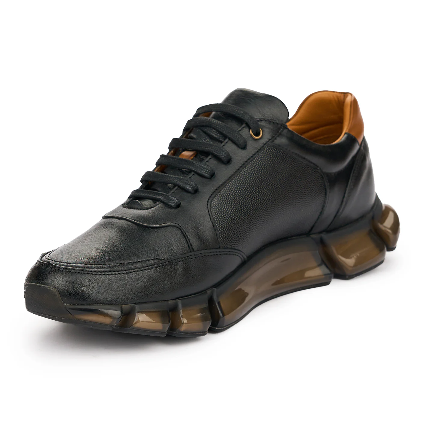 Pantofi sport barbati din piele naturala neagra 7418 - Image 3