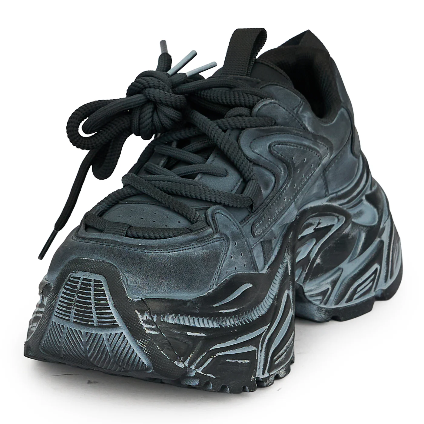 Pantofi sport dama din piele naturala gri cu talpa inalta 6 cm 18760 - Image 4