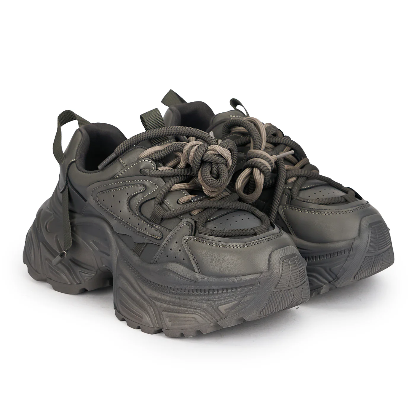 Pantofi sport dama din piele naturala gri cu talpa inalta 6 cm 19288 - Image 4